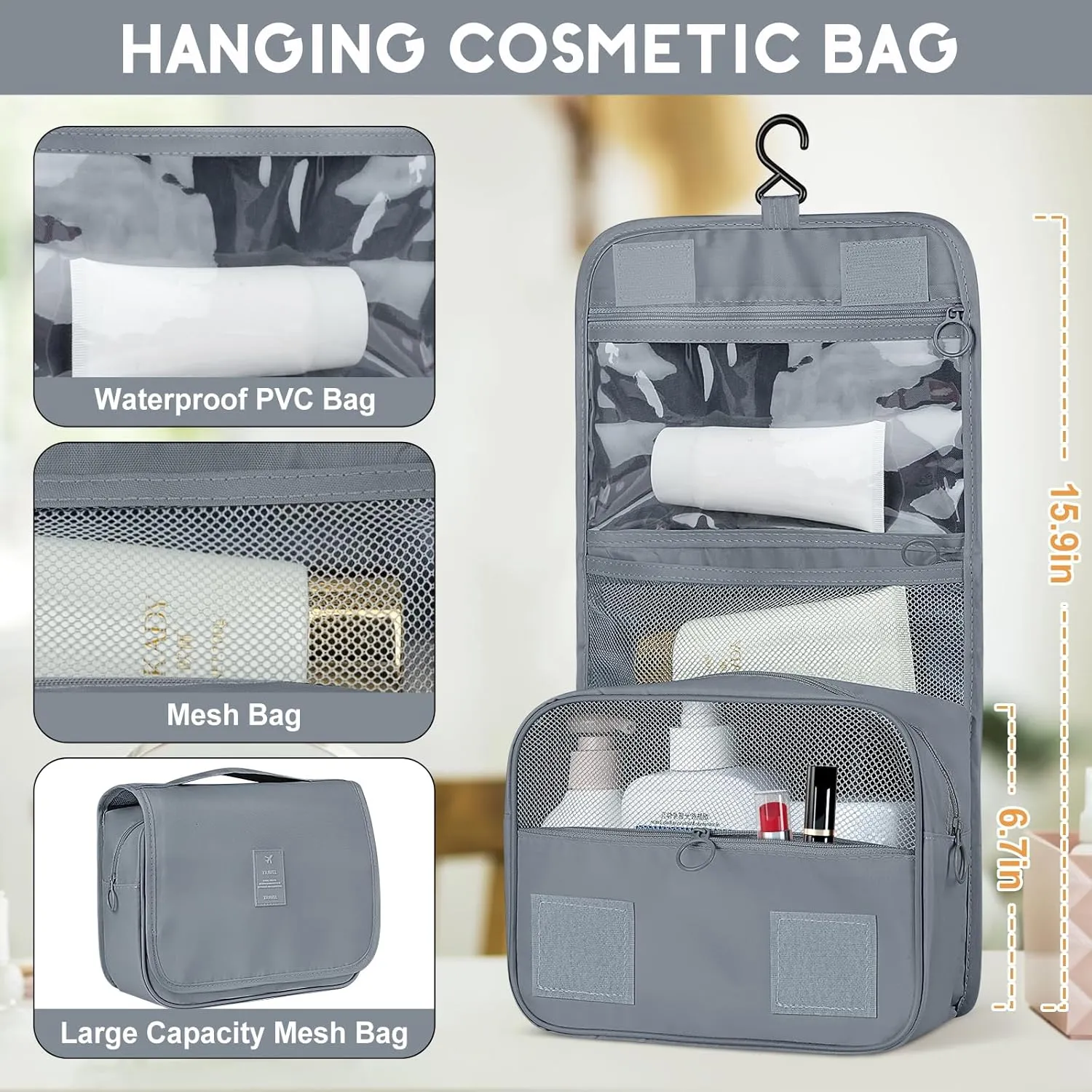 10 Set Packing Cubes for Travel, Luggage Organizer Bags with Hanging Toiletry Bag and Shoe Bag, Travel Packing Cubes for Carry on Suitcase Luggage Accessories Vacation Essentials (Black)