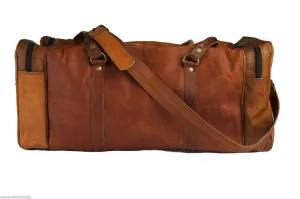 100% Goat Leather Luggage Handmade Duffle Bag for Large Travel and Gym (24x10x10 Inches)