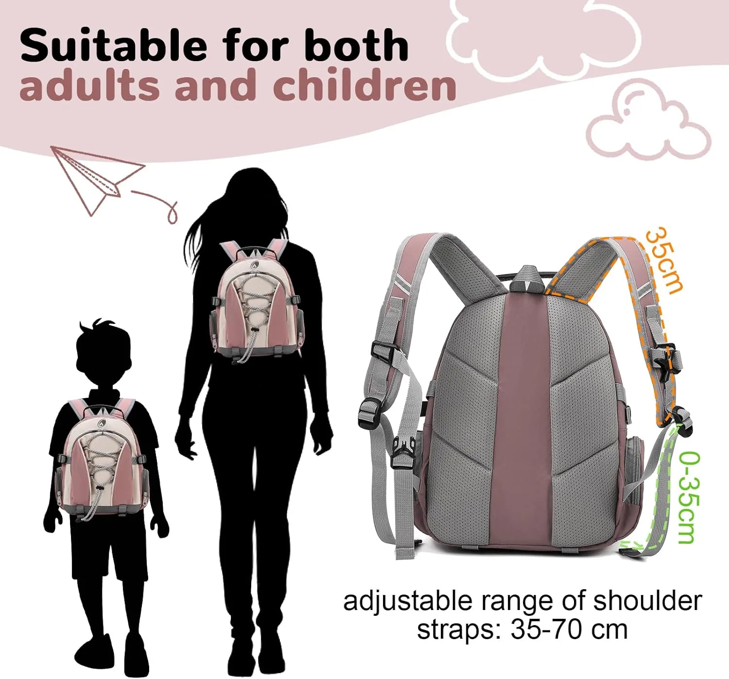 10L Pink Toddler Backpack for Boys, Kids Backpack, Preschool Kindergarten Child Bookbag, Mini Travel Cute Daycare Backpack