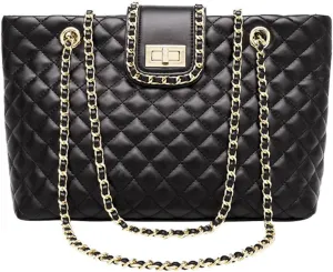 11.8"/13.4" Women Quilted Double Strap Large Tote Bag Shoulder Bag Hobo Tote Handbag（2 Sizes Available）
