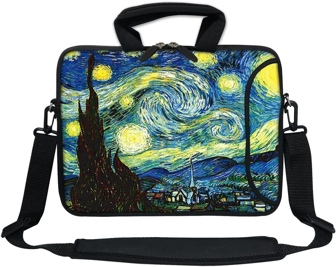 12 Inch Water Resistant Neoprene Laptop Bag with Reinforced Zipper, Strap, Pockets, Fits 11.6" to 12.3" Laptops