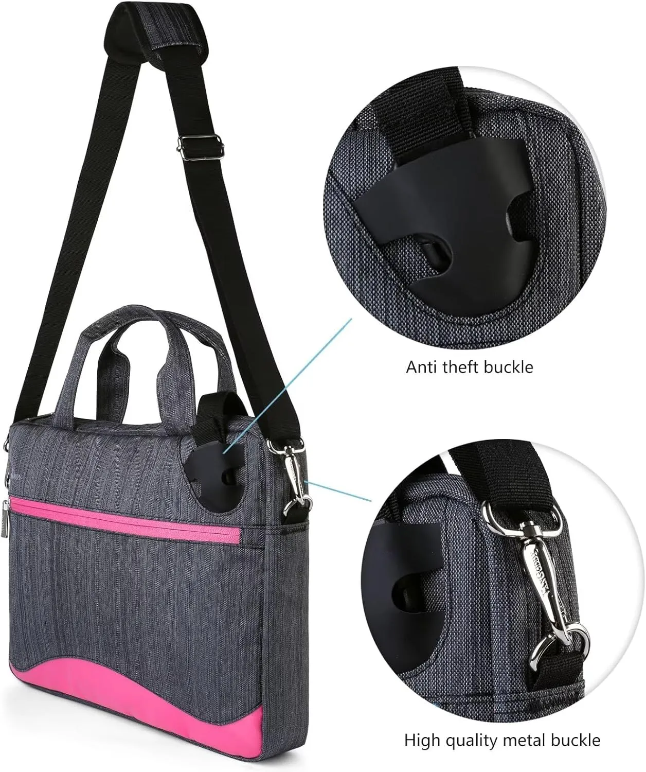 13.3 to 17.3 Inch Laptop Anti Theft Buckle Shoulder Bag Briefcase Messenger Computer Bag