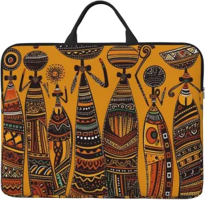 14 Inch Laptop Sleeve Case Waterproof Lightweight Laptop Case Bag Creative African Culture Travel Laptop Bag With Handle Briefcase Messenger Bag For Women Men