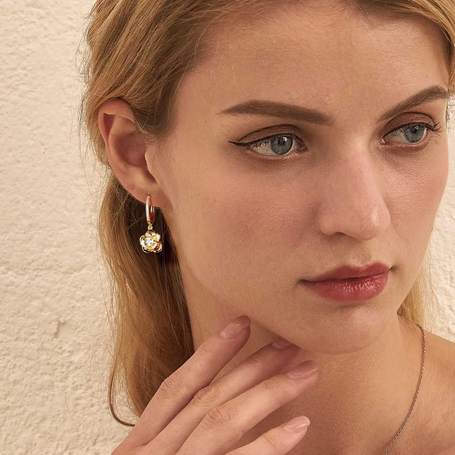 14K Gold Rose Flower Sterling Silver Stud Earrings For Women Dainty Rose Gold Flower Pearl Earrings Hypoallergenic Earrings Cute Studs For Her Nickel Free