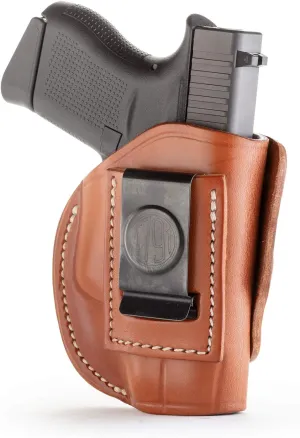 1791 GunLeather 4-Way G43 Holster - OWB and IWB CCW - Right Handed Leather Gun Holster - Fits Glock 43 (G43), Glock 42 (G42), Kahr CW380 and S&W Bodyguard