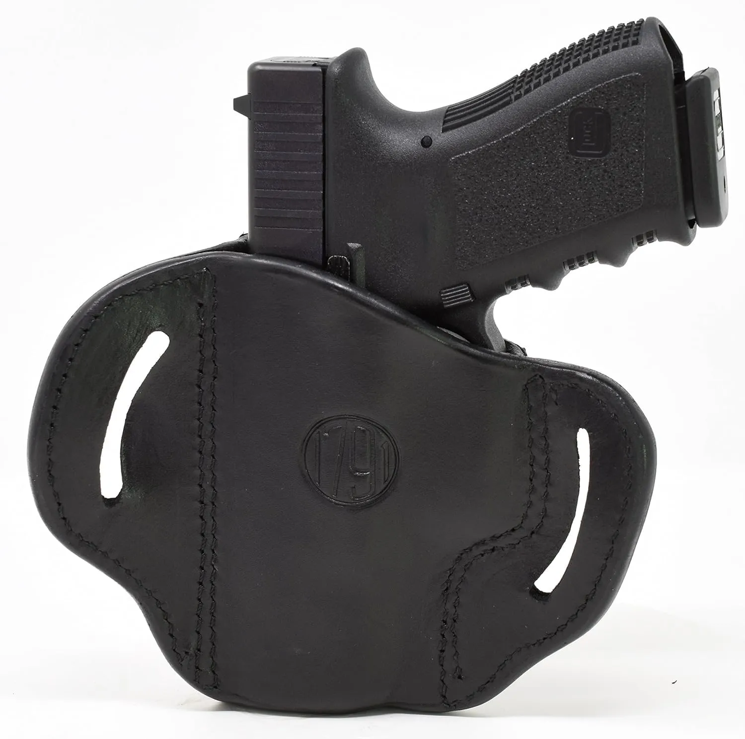1791 GUNLEATHER G19 Holster - Right Hand OWB G19 Leather Holster for Belts - Fits Glock 19, 23, 26, 27, H&K VP40 and Springfield XDS