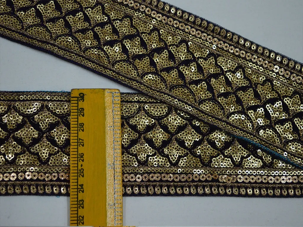 3 Yard Navy Blue Saree Border Velvet Fabric 6cm Trim Indian Embroidered Trimmings Sequined Velvet Fabric Ribbon Sewing Accessories Dolls