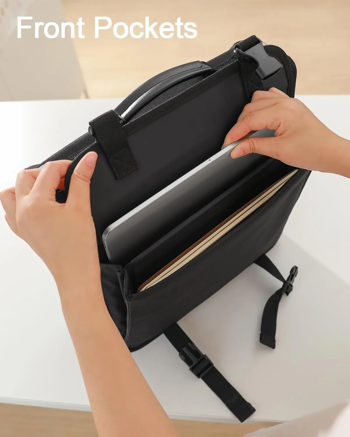 3" D-ring Zipper Binder with 700  Sheets Capacity, 3-ring Zip Up Binder with Shoulder Strap for School, College, Office, Compatible with 13" MacBook & 12.9" Tablet (Black)