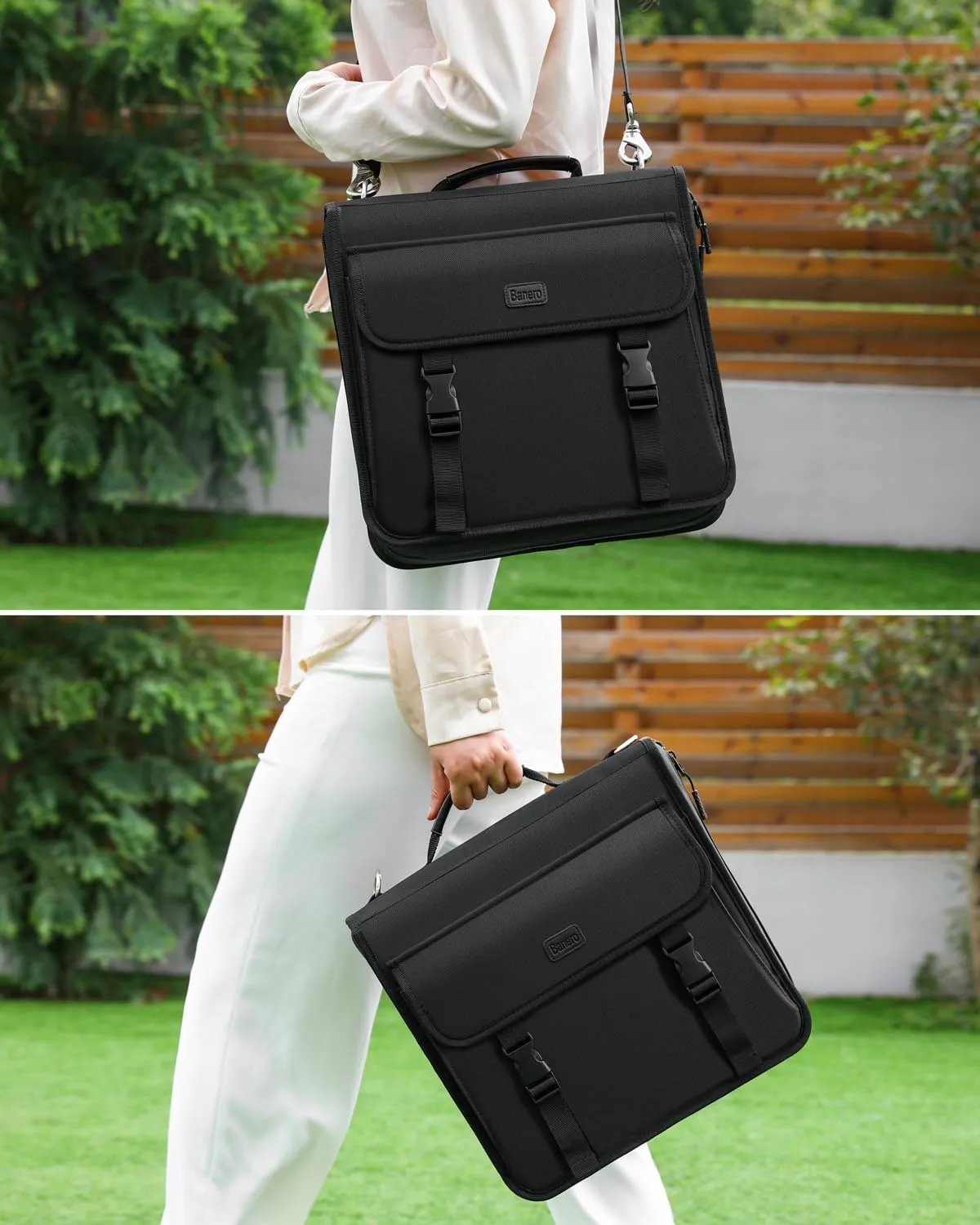 3" D-ring Zipper Binder with 700  Sheets Capacity, 3-ring Zip Up Binder with Shoulder Strap for School, College, Office, Compatible with 13" MacBook & 12.9" Tablet (Black)