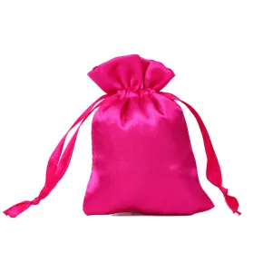 50pcs Rose Pink Satin Bags with Drawstring - 7 Sizes