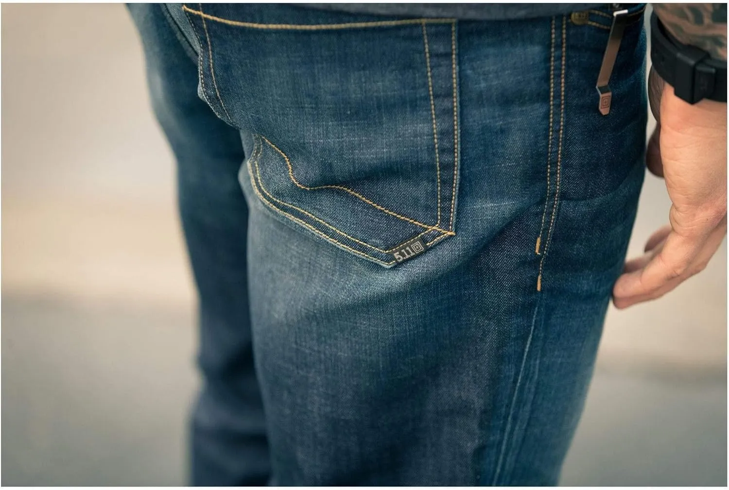 5.11 Tactical Men's Defender-Flex Slim Jeans, Fitted Waistband, 7 Pockets, Style 74465