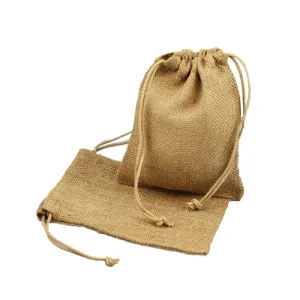 5" x 7" - Medium Natural Burlap Pouches Jute Drawstring Bags - Pack of 12