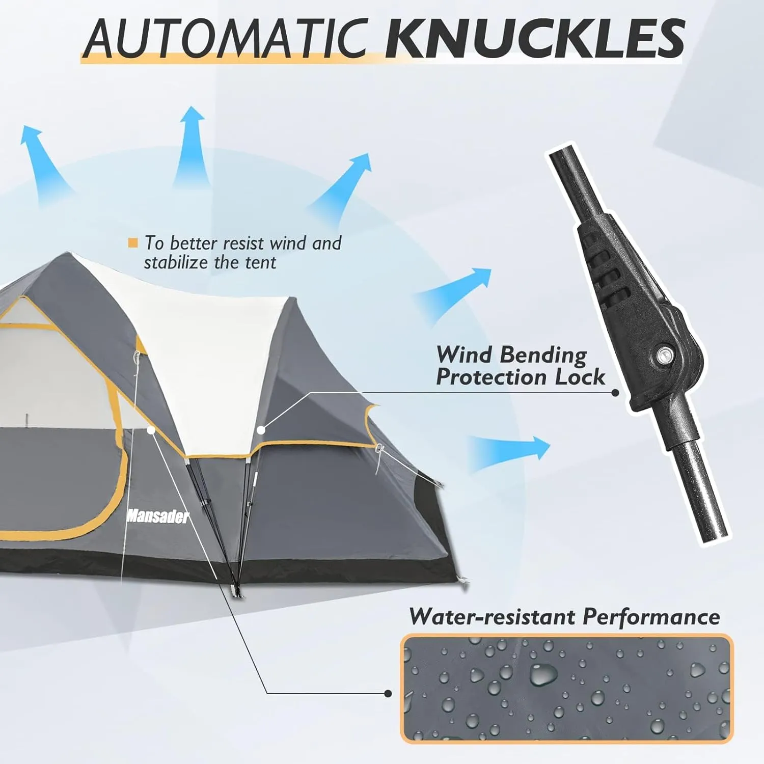 6 Person Family Camping Tent,Waterproof Windproof with Top Rainfly,Easy Set Up,Pop Up Tent for Outdoor Camping Hiking Trave