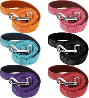 6 Pieces Double Sided Reflective Dog Leash, Nylon Dogs Leashes for Medium and Large Heavy Duty Padded Handle Puppy Leash for Walking, Training, 5 Feet(Classic)