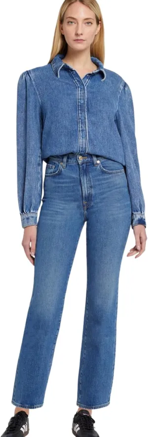7 For All Mankind Women's Logan Stovepipe Straight Leg Jeans in Explorer