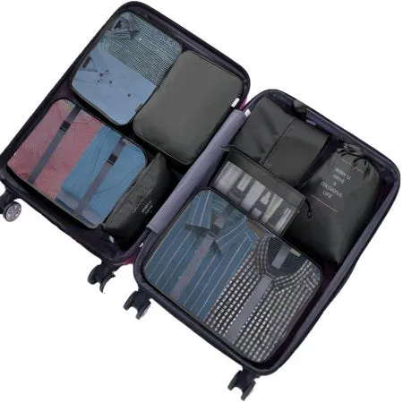 8 Set Packing Cubes for Travel, Travel Cubes Set Foldable Suitcase Organizer Lightweight Luggage Storage Bag