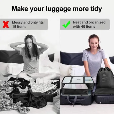 8 Set Packing Cubes for Travel, Travel Cubes Set Foldable Suitcase Organizer Lightweight Luggage Storage Bag
