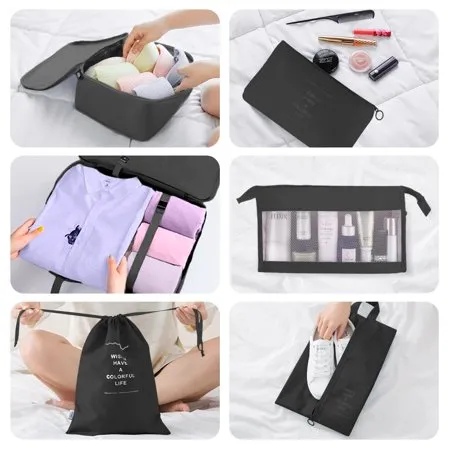 8 Set Packing Cubes for Travel, Travel Cubes Set Foldable Suitcase Organizer Lightweight Luggage Storage Bag