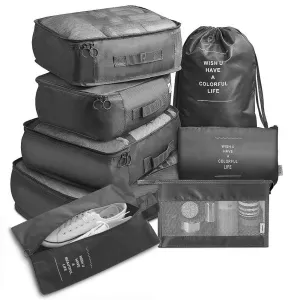 8 Set Packing Cubes for Travel, Travel Cubes Set Foldable Suitcase Organizer Lightweight Luggage Storage Bag