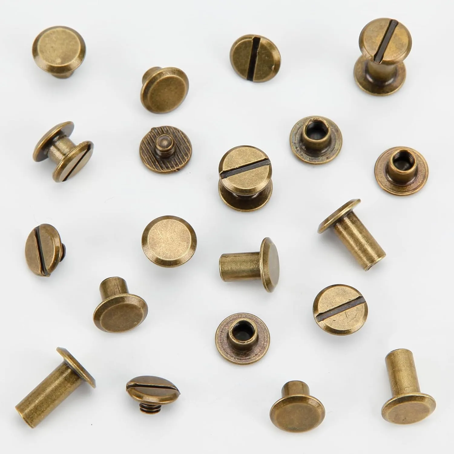 90Sets Chicago Screws Leather Rivets Assorted Screw Rivet M5 Chicago Leather Screw for Decoration and DIY Leather Craft Belt Bag Shoes Purse Bookbinding（M5*4,5,6,8,10,12） (Bronze)