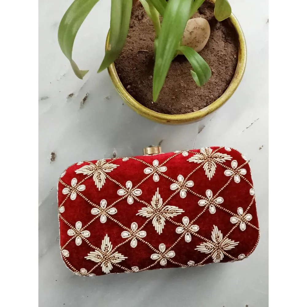 A Clutch Story Maroon Eternal Velvet Clutch