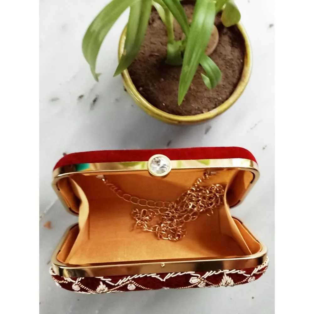 A Clutch Story Maroon Eternal Velvet Clutch