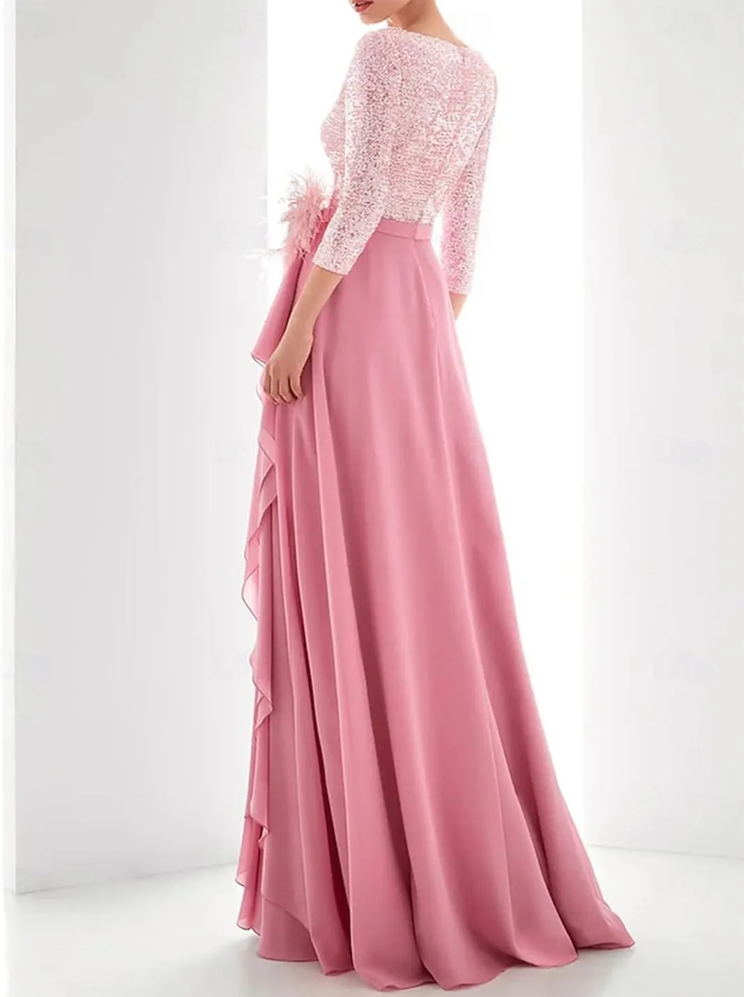 A-Line Elegant Celebrity Evening Dress High Neck Asymmetrical Long Sleeve Classic Formal Prom Party Dress Sequin 2025
