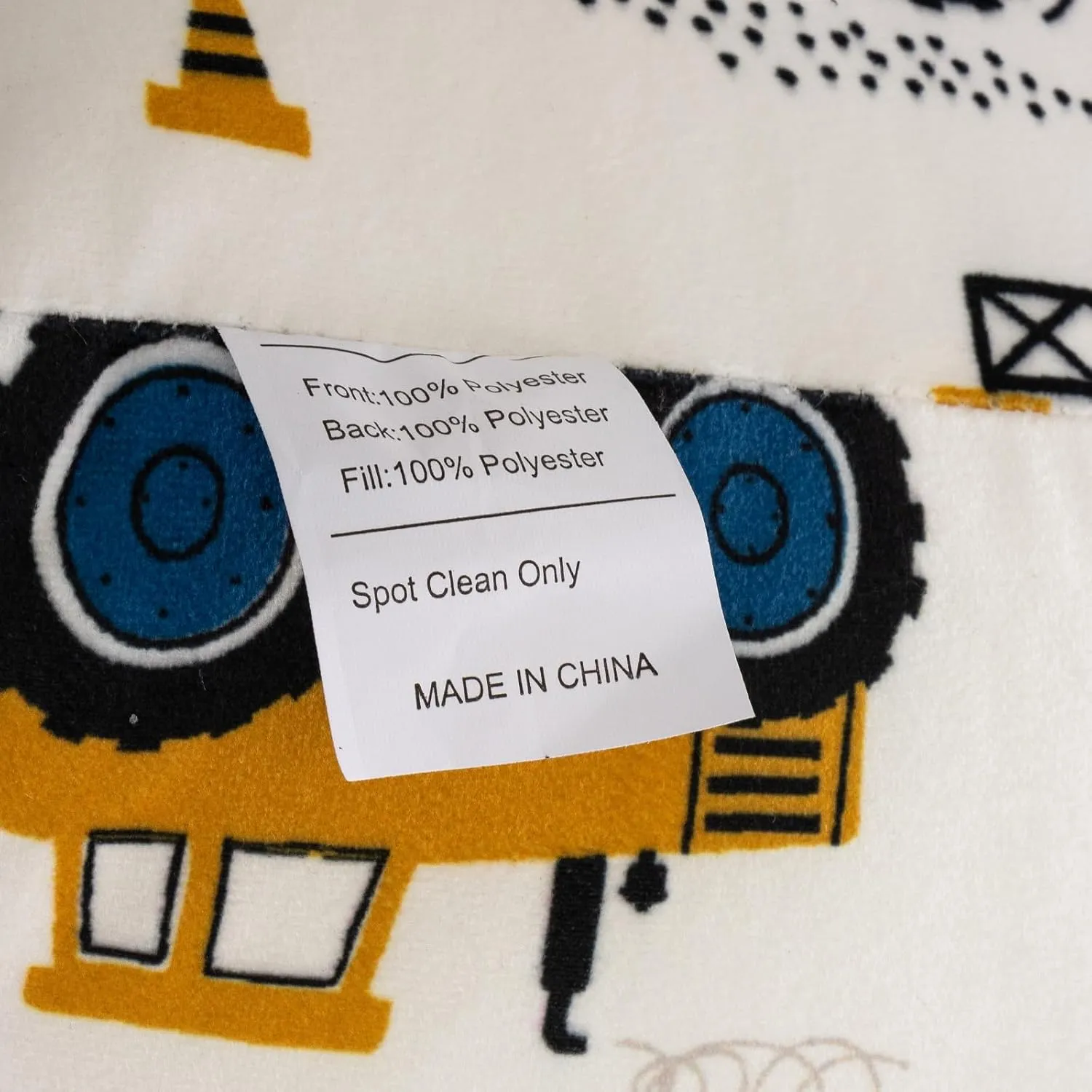A Nice Night Kids Back Reading Pillow for Reading and Watching TV Bed to Lounge, Construction Tractor Car Printed，with Matching Cushion Cover