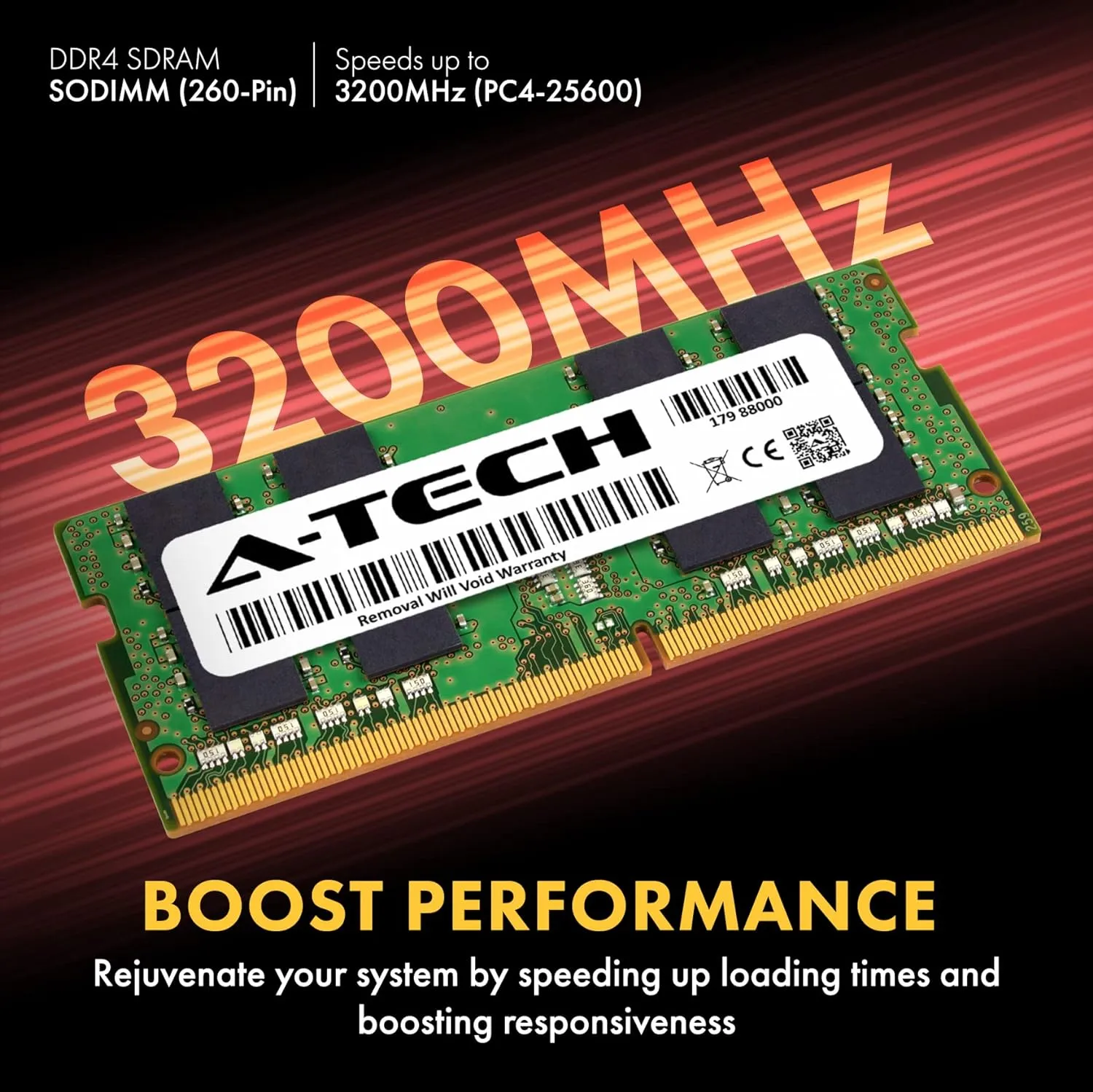 A-Tech 64GB (2x32GB) DDR4 3200 MHz SODIMM PC4-25600 (PC4-3200AA) CL22 2Rx8 Non-ECC Laptop RAM Memory Modules