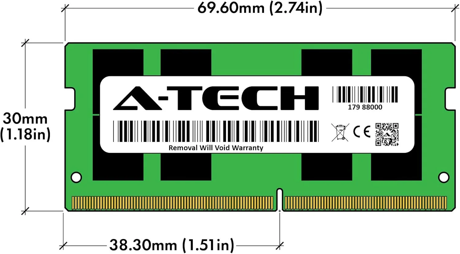 A-Tech 64GB (2x32GB) DDR4 3200 MHz SODIMM PC4-25600 (PC4-3200AA) CL22 2Rx8 Non-ECC Laptop RAM Memory Modules