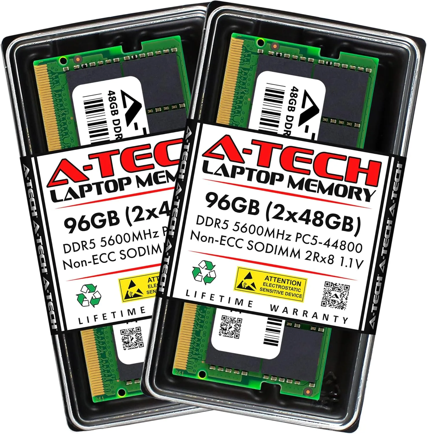 A-Tech 96GB Kit (2x48GB) RAM for MSI Stealth 18 AI Studio A1V, A1VFG, A1VGG, A1VHG, A1VIG Gaming Laptop | DDR5 5600MHz PC5-44800 SODIMM 2Rx8 1.1V 262-Pin Non-ECC SO-DIMM Memory Upgrade