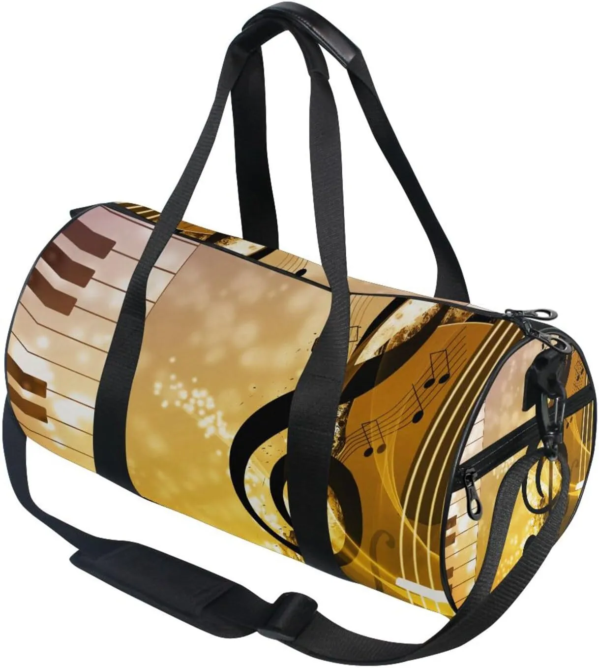 Abstract Concert Music Night Piano Guitar Retro Style Portable Gym Bag, Travel Bag, Luggage bag, Sports Bag, Toiletry Bag with Handles, Detachable Shoulder Strap 17.6 x 9 x 9 inch