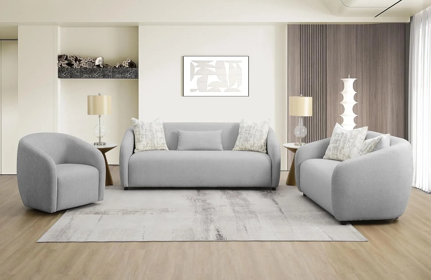 Acme Etienne Loveseat with 3 Pillows in Gray
