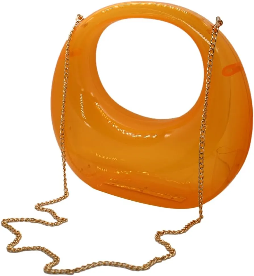 Acrylic Evening Clutch Purse Top-handle Moon Hobo Bag, Elegant Marble Handbag for Wedding Cocktail Party