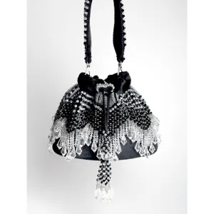 Adora By Ankita Black Kristal Flapper Bucket Bag