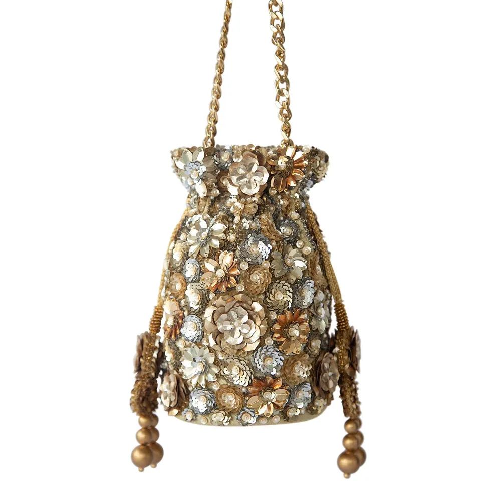 Adora By Ankita Multi-Color Metallic Wildflower Bag