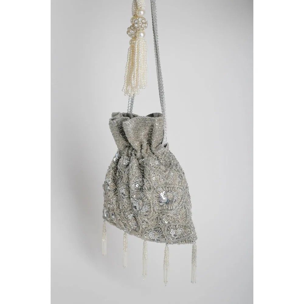 Adora By Ankita Silver Aara Flapper Bag