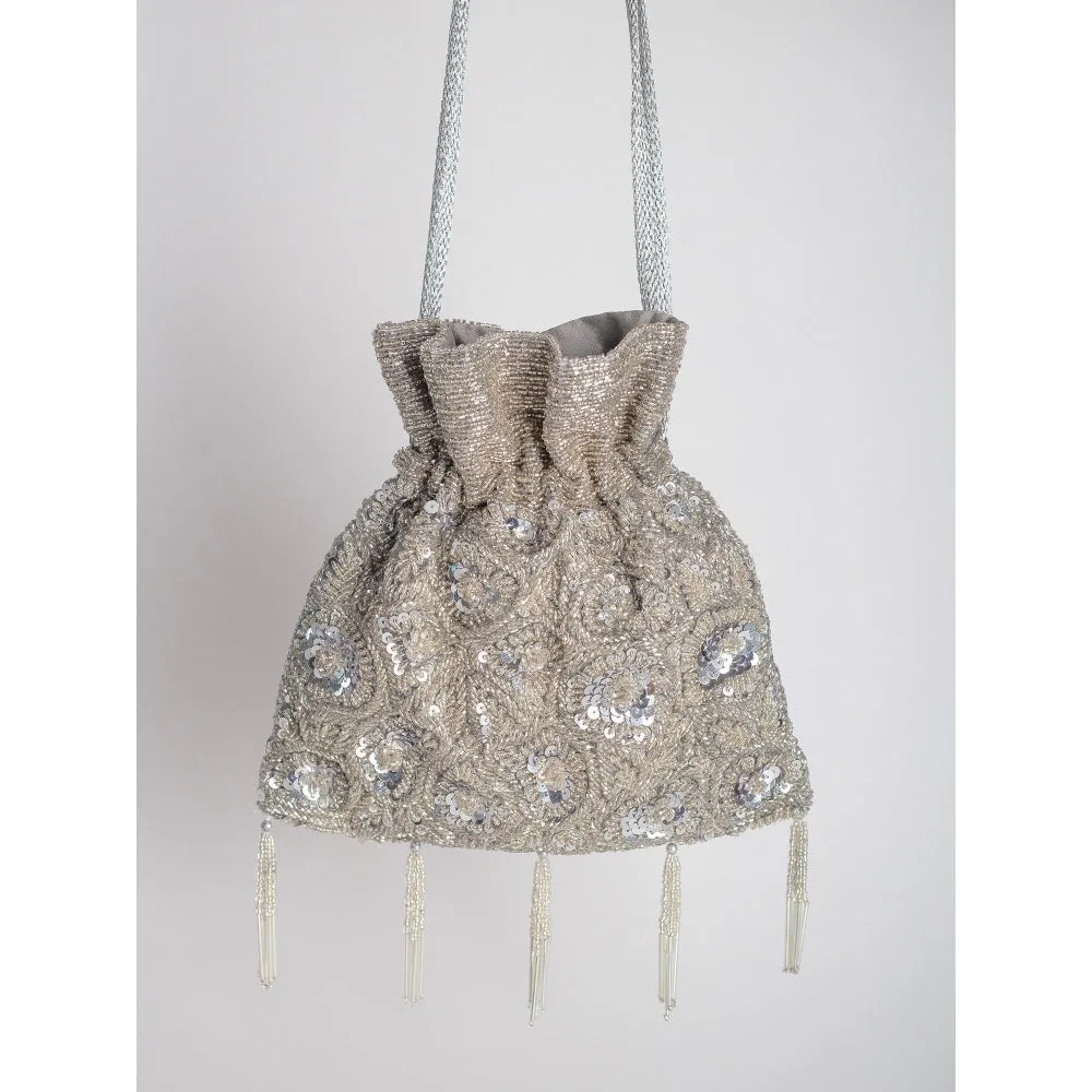 Adora By Ankita Silver Aara Flapper Bag