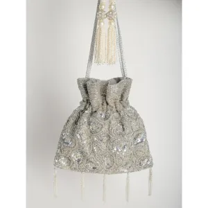 Adora By Ankita Silver Aara Flapper Bag