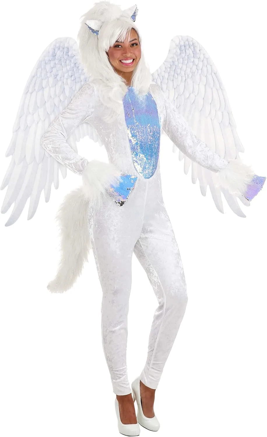 Adult Pegasus Costumes for Women, Mythical Creature Cosplay Outfit | Winged Flying Horse Halloween Costume