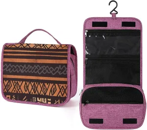 African Mud Cloth Tribal Travel Toiletry Bag for Women,Hanging Toiletry Organizer with Hook, Makeup Bag Travel Organizer for Shampoo,Toiletriesl