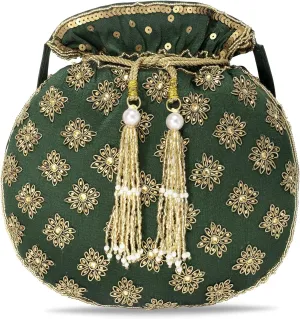 Aheli Embroidered Potli Bag Gift for Women Handmade Ethnic Purse Evening Handbags Stylish Bridal Fashion Clutch Bag
