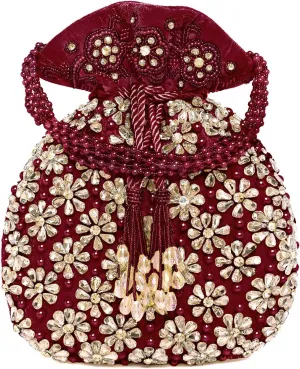 Aheli Indian Potli Bags Gift for Women Evening Bag Clutch Ethnic Bride Purse with Drawstring