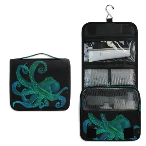 ALAZA Watercolor Octopus Toiletry Bag Hanging Multifunction Cosmetic Case Portable Makeup Pouch Organizer with Hook