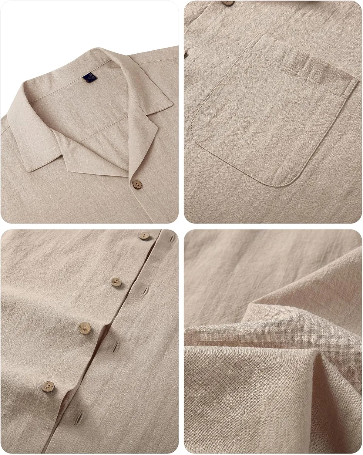 Alimens & Gentle Mens Linen Shirts Short Sleeve Button Down Shirts Cotton Summer Beach Cuban Shirts Vacation Hawaiian Shirts