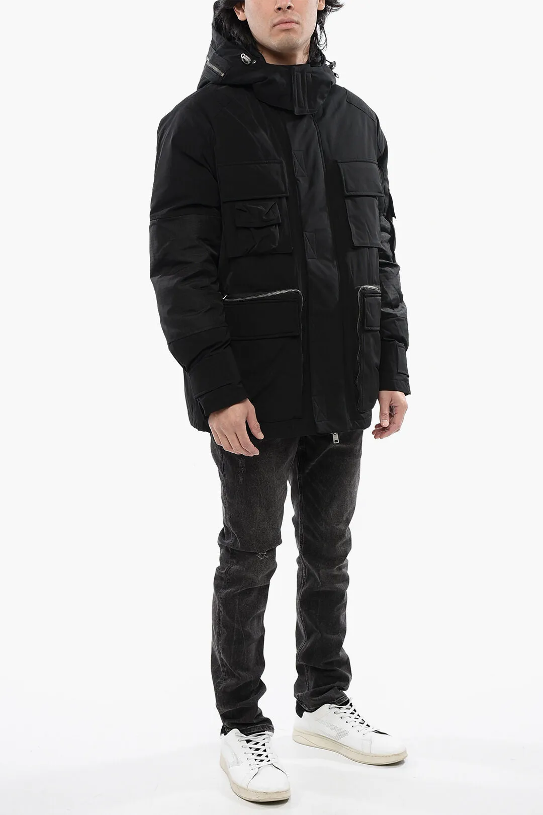 AllSaints Padded ORBIT Utility Jacket with Removable Hood