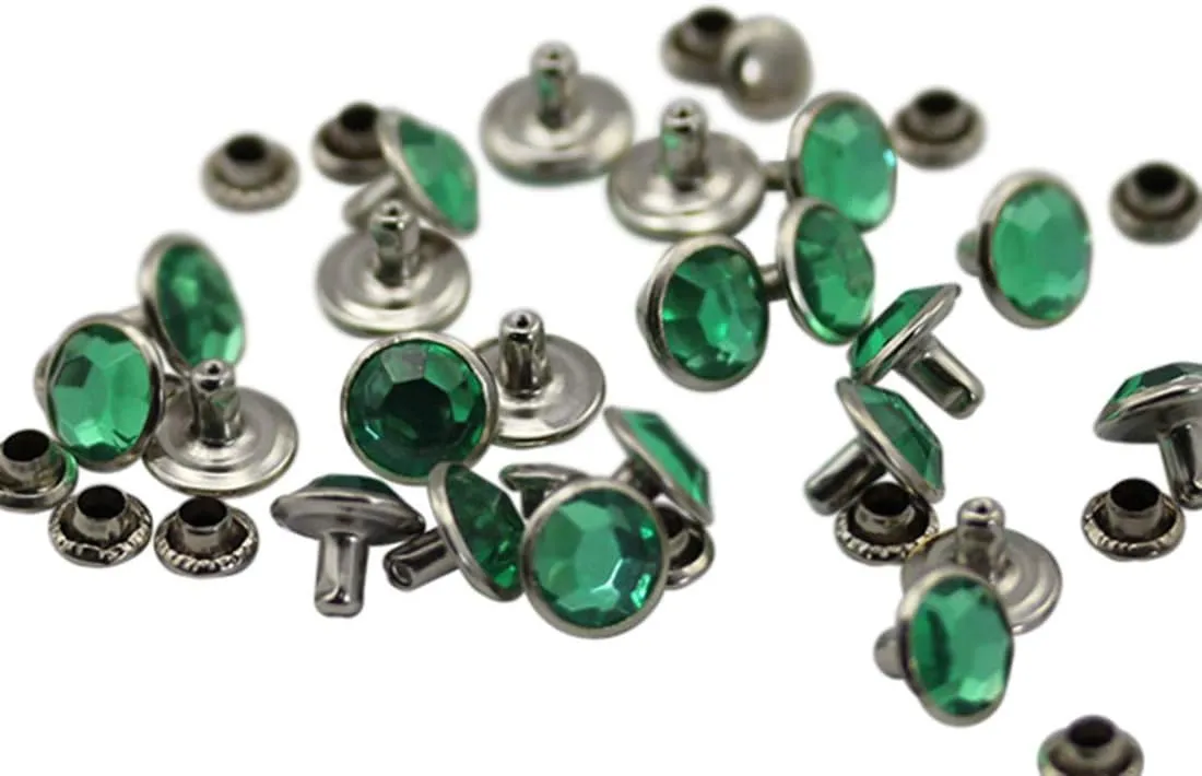 Allstarco 6mm Green Peridot H110 Acrylic Rhinestone Rivets for Garments Leather, Sewing and Crafts DIY Jewelry Making in Bulk Bracelet Handbags Flipflops - 100 Pieces