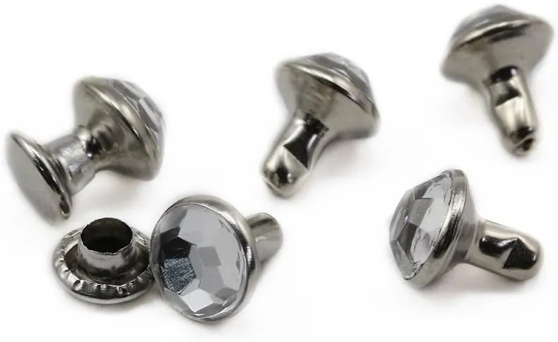 Allstarco 8mm Blue Sapphire H104 Acrylic Rhinestone Rivets for Garments Leather, Sewing and Crafts DIY Jewelry Making in Bulk Bracelet Handbags Flipflops - 100 Pieces