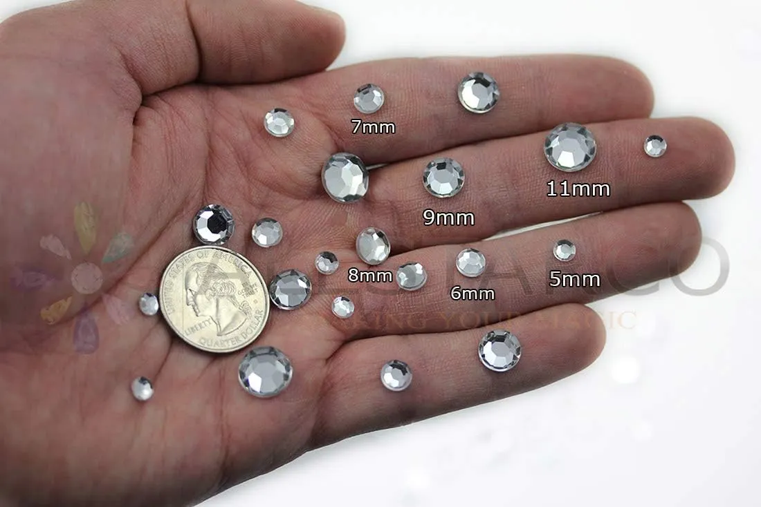 Allstarco 8mm Blue Sapphire H104 Acrylic Rhinestone Rivets for Garments Leather, Sewing and Crafts DIY Jewelry Making in Bulk Bracelet Handbags Flipflops - 100 Pieces