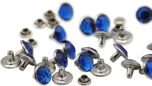Allstarco 8mm Blue Sapphire H104 Acrylic Rhinestone Rivets for Garments Leather, Sewing and Crafts DIY Jewelry Making in Bulk Bracelet Handbags Flipflops - 100 Pieces